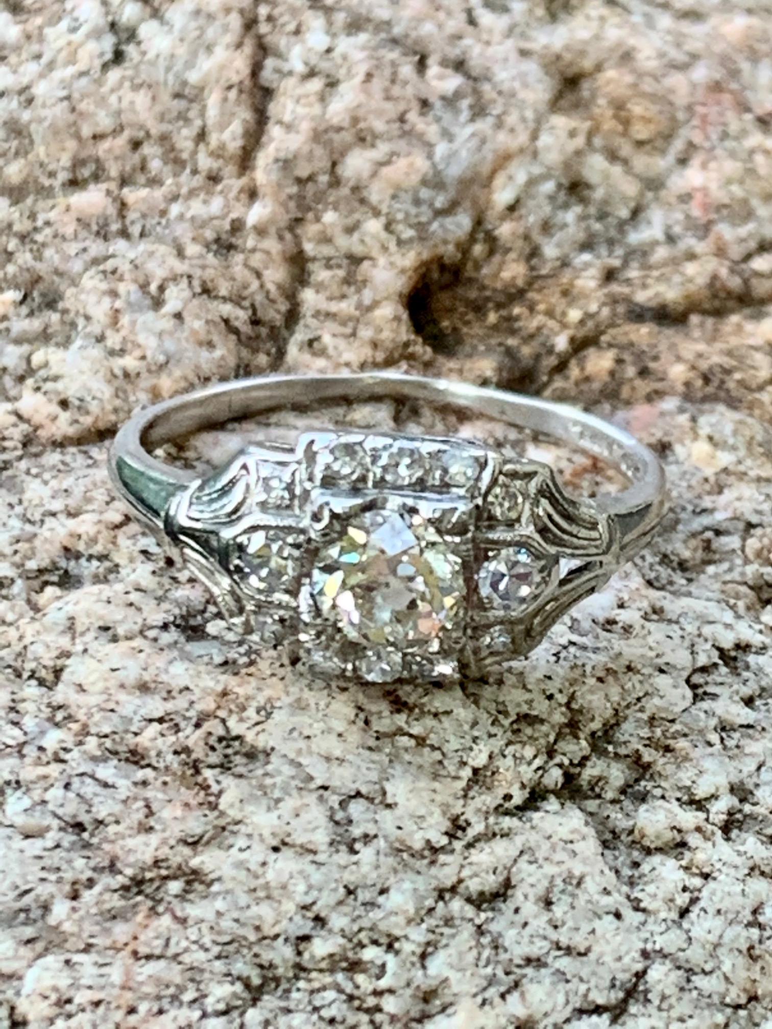 Women's Antique European Cut Diamond Platinum Ring