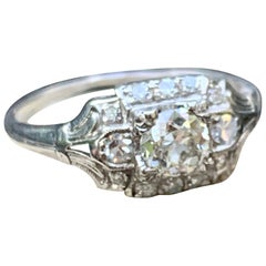 Antique European Cut Diamond Platinum Ring