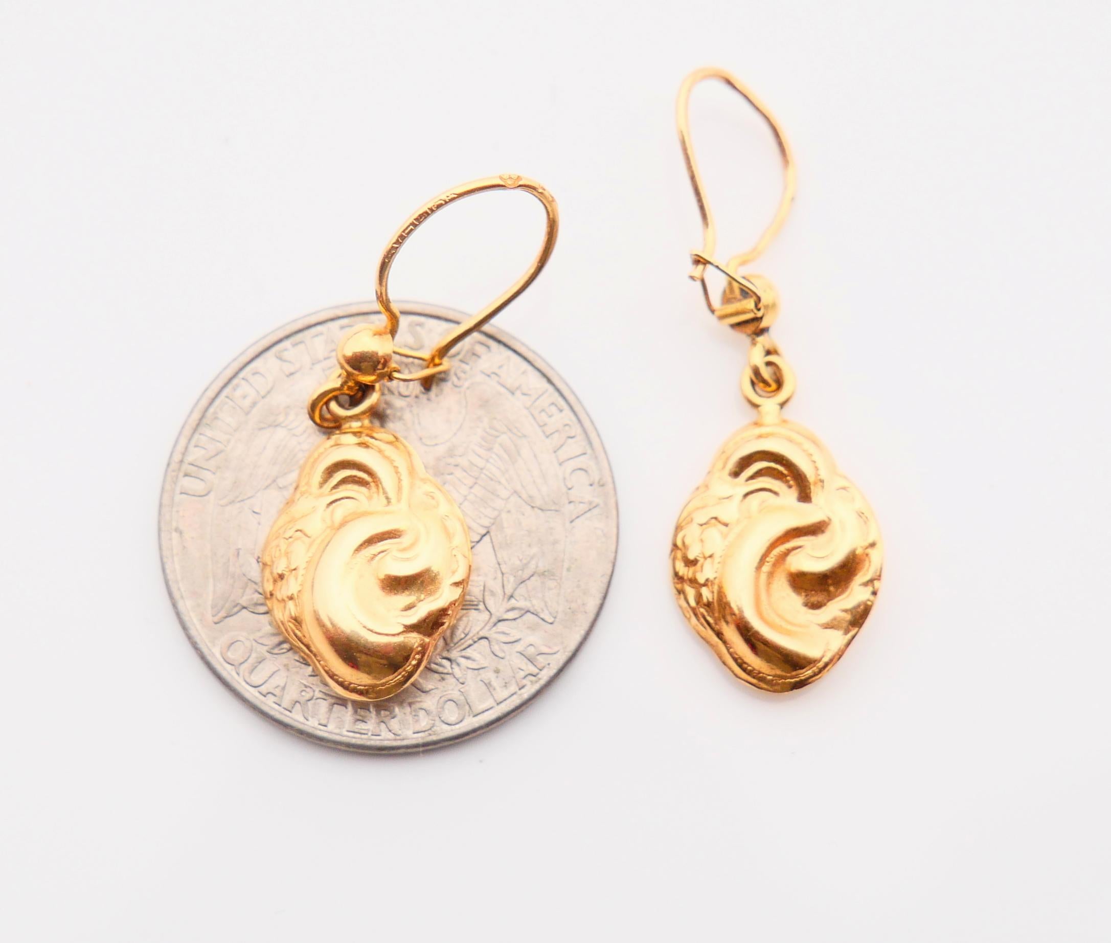 Antique European Dangle Earrings solid 18K Gold/2.8 gr For Sale 3