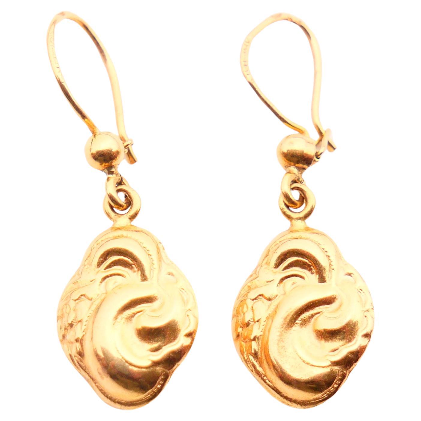 Pendants d'oreilles européens anciens en or massif 18 carats 2,8 g en vente