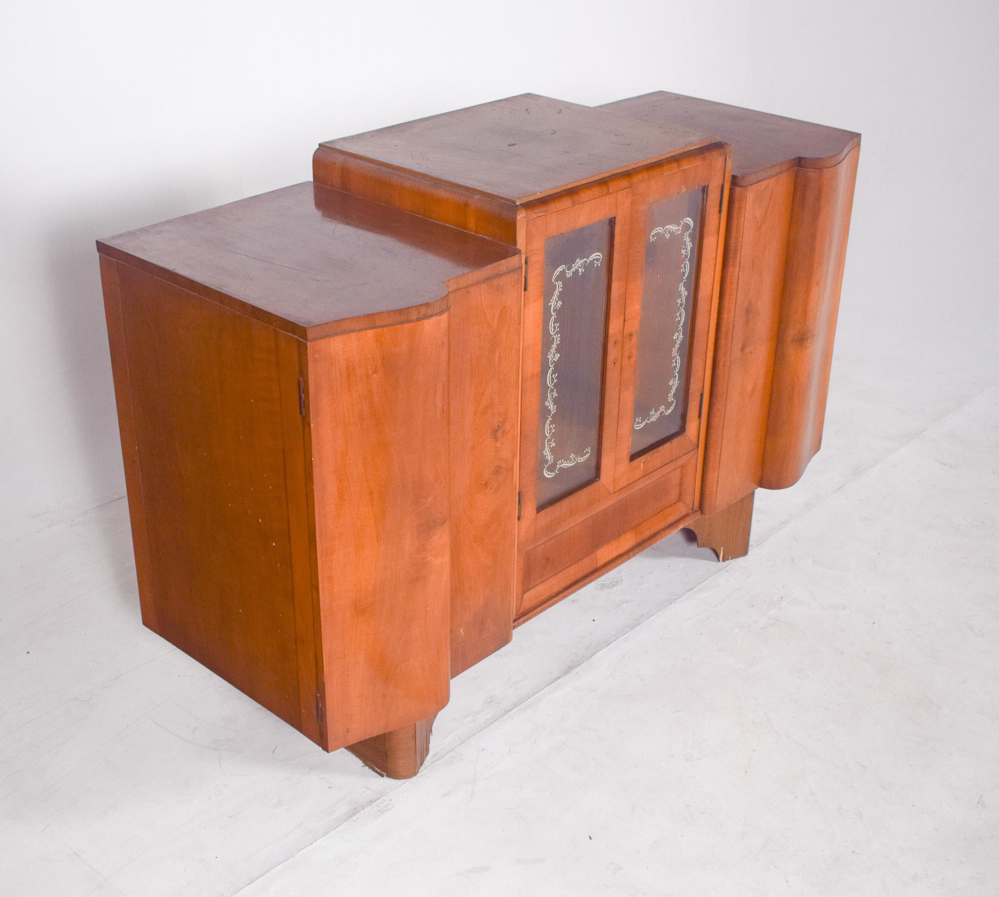 20th Century Antique European Deco-Style Sideboard with Bar For Sale