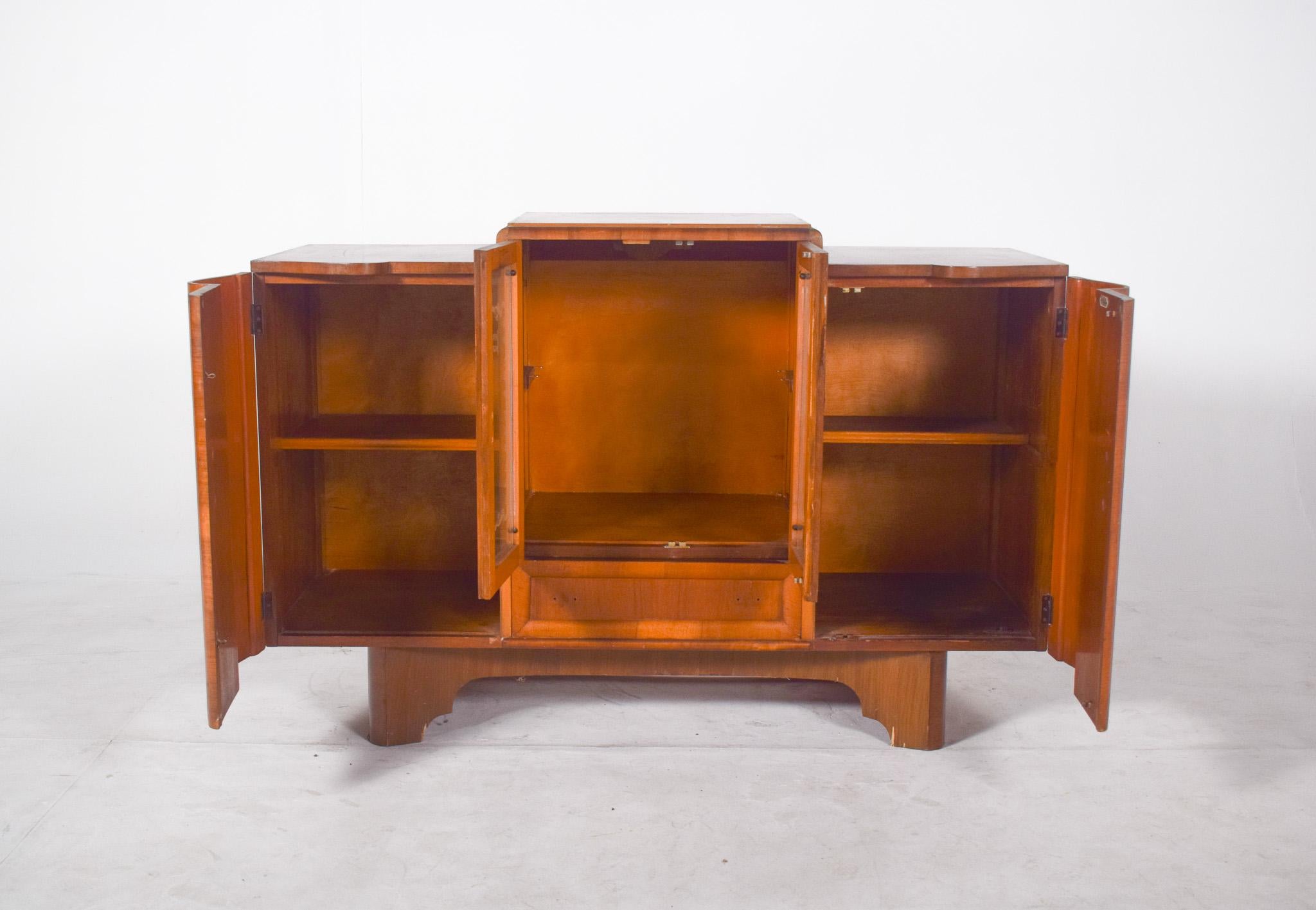Wood Antique European Deco-Style Sideboard with Bar For Sale