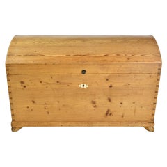 Used European Dome-Top Blanket Chest in Pine with Interior Glove Box