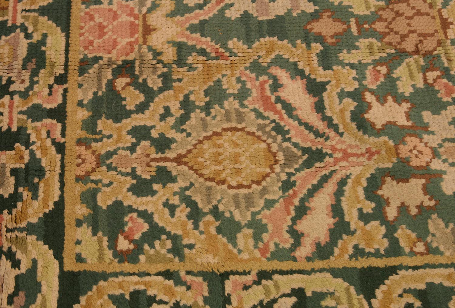 Other Antique European Donegal All-Over Green Field Wool Rug, ca. 1920