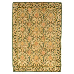 Antique European Donegal All-Over Green Field Wool Rug, ca. 1920