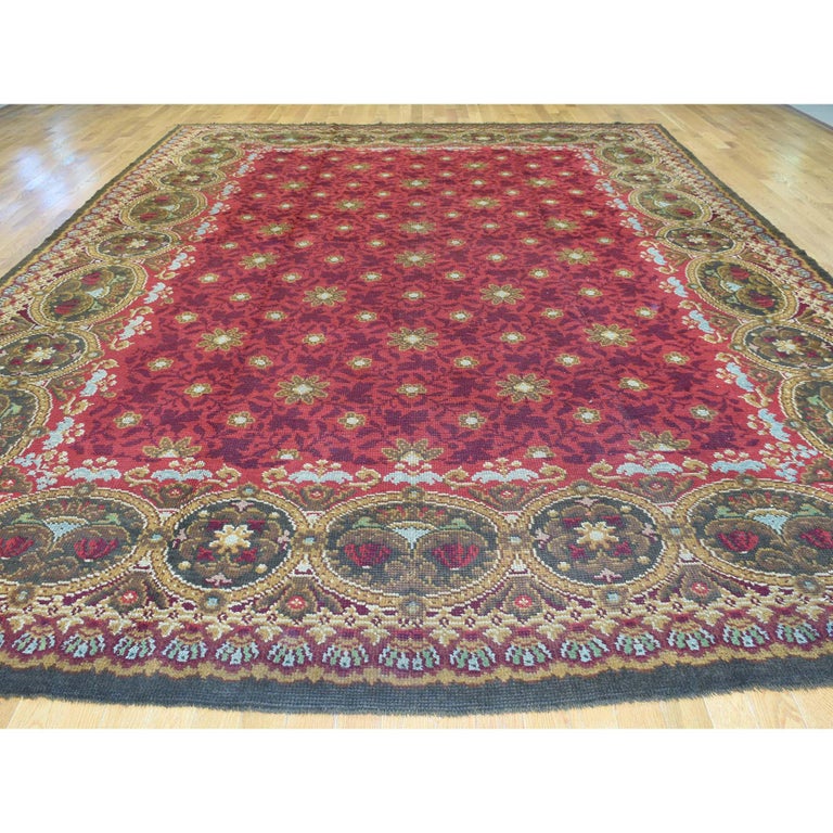 Antique European Donegal Pure Wool Oversize Oriental Rug For Sale at