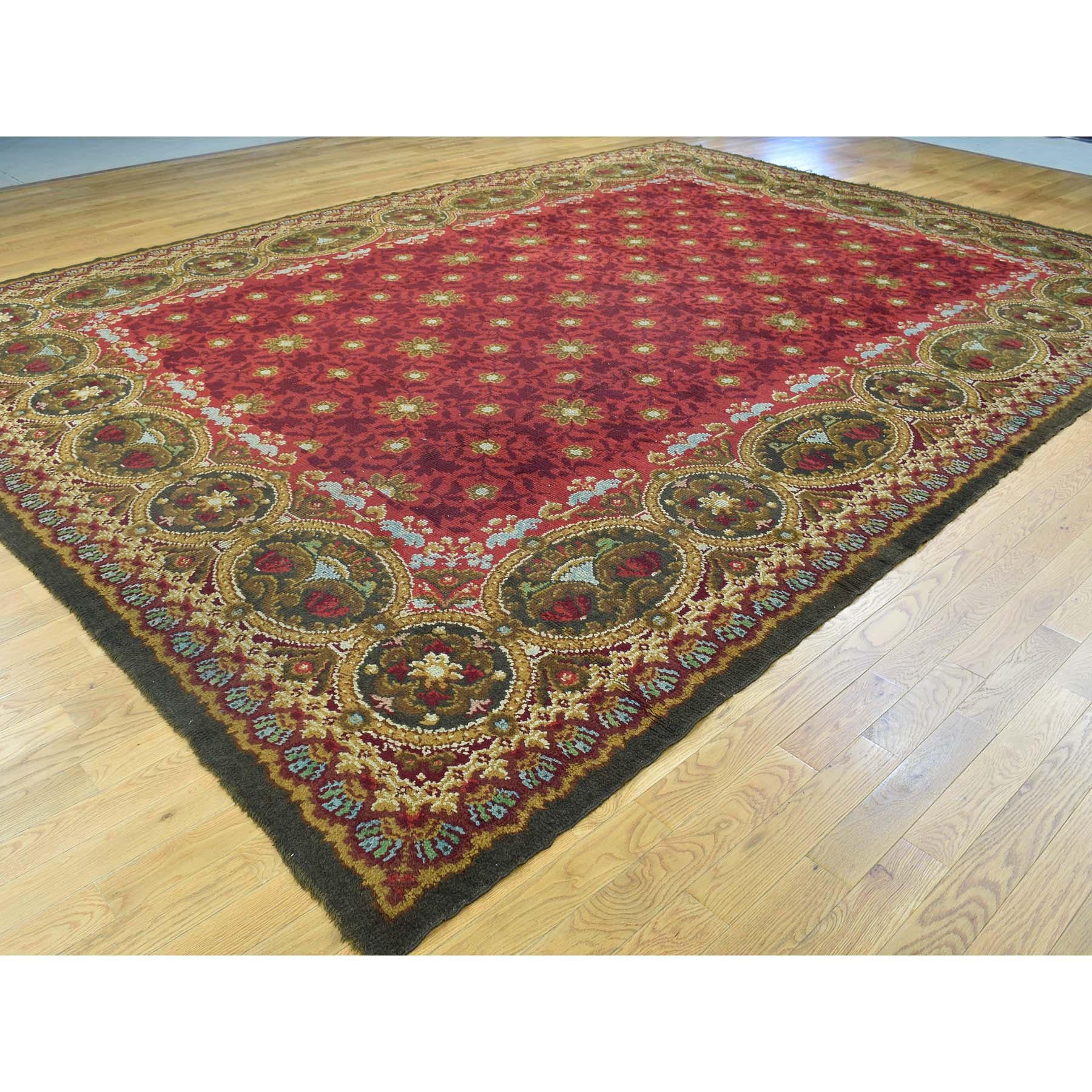 British Antique European Donegal Pure Wool Oversize Oriental Rug For Sale