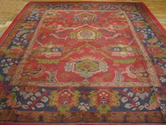 Extraordinary Rose-Pink Antique Donegal Arts-Crafts Rug Designed by Gavin Morton