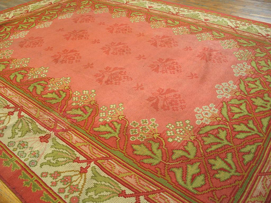 Hand-Knotted Early 20th Century Donegal Art Nouveau Carpet ( 9'1