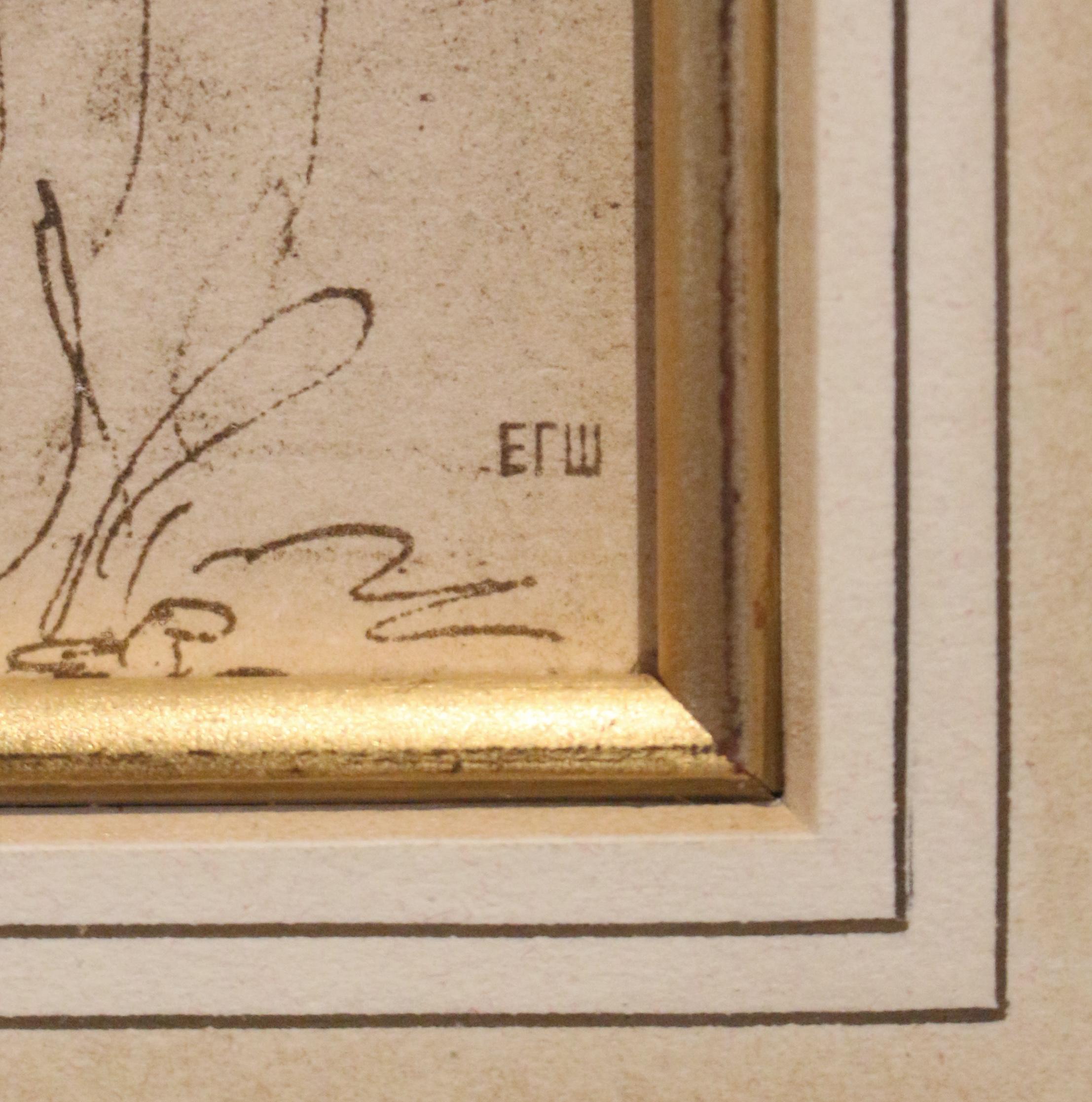 Antike europäische Zeichnung einer romantischen Szene der Renaissance im Zustand „Gut“ im Angebot in Chapel Hill, NC