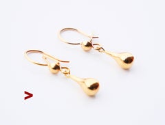 Pendants d'oreilles européens antiques en or jaune 18K / 1.7 gr