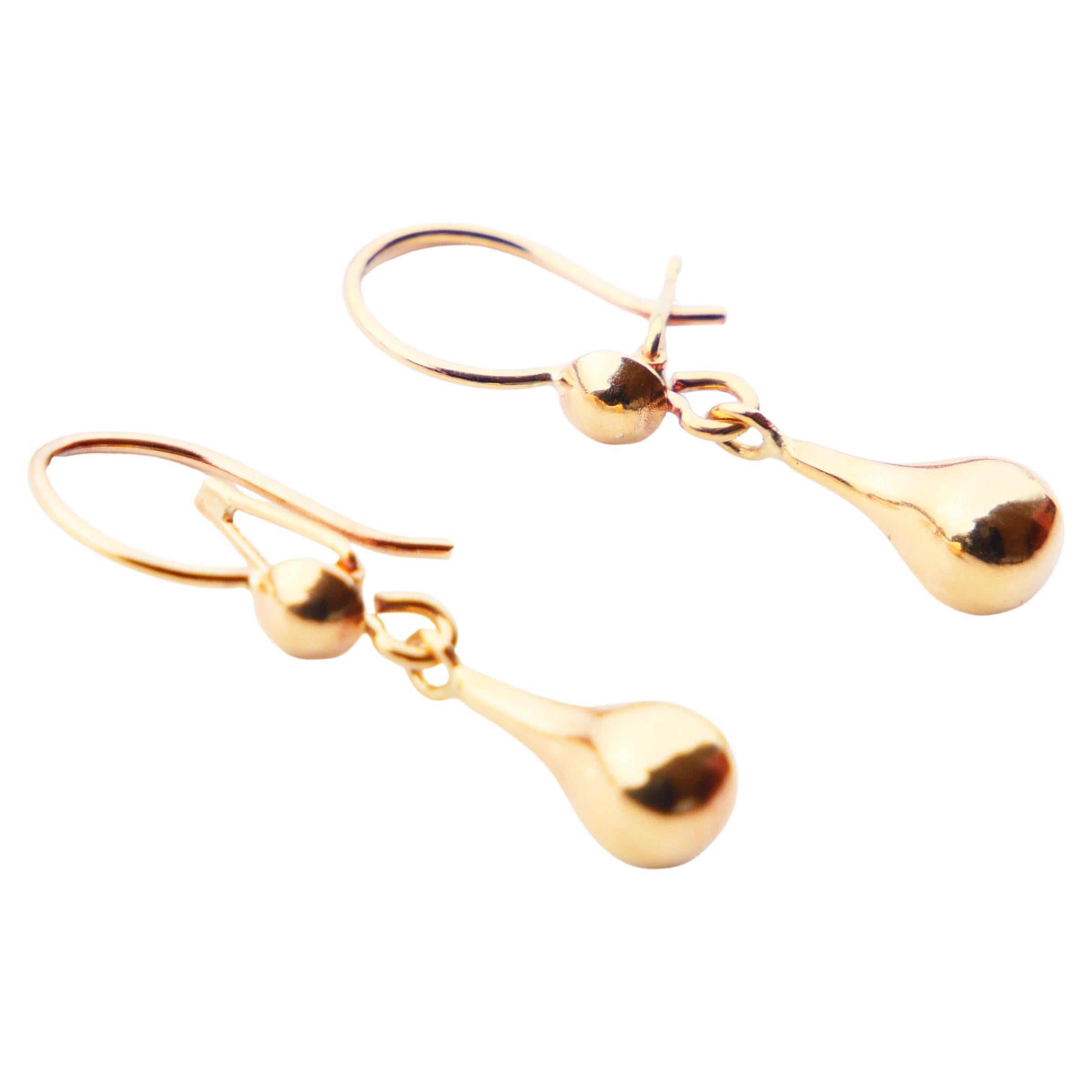 Antique European Drop Earrings solid 18K Yellow Gold / 1.7 gr