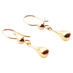 Antique European Drop Earrings solid 18K Yellow Gold / 1.7 gr