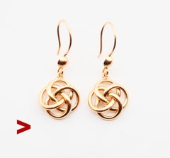 Antique European Earrings Celtic Eternity Knots solid 18K Gold /2.5gr