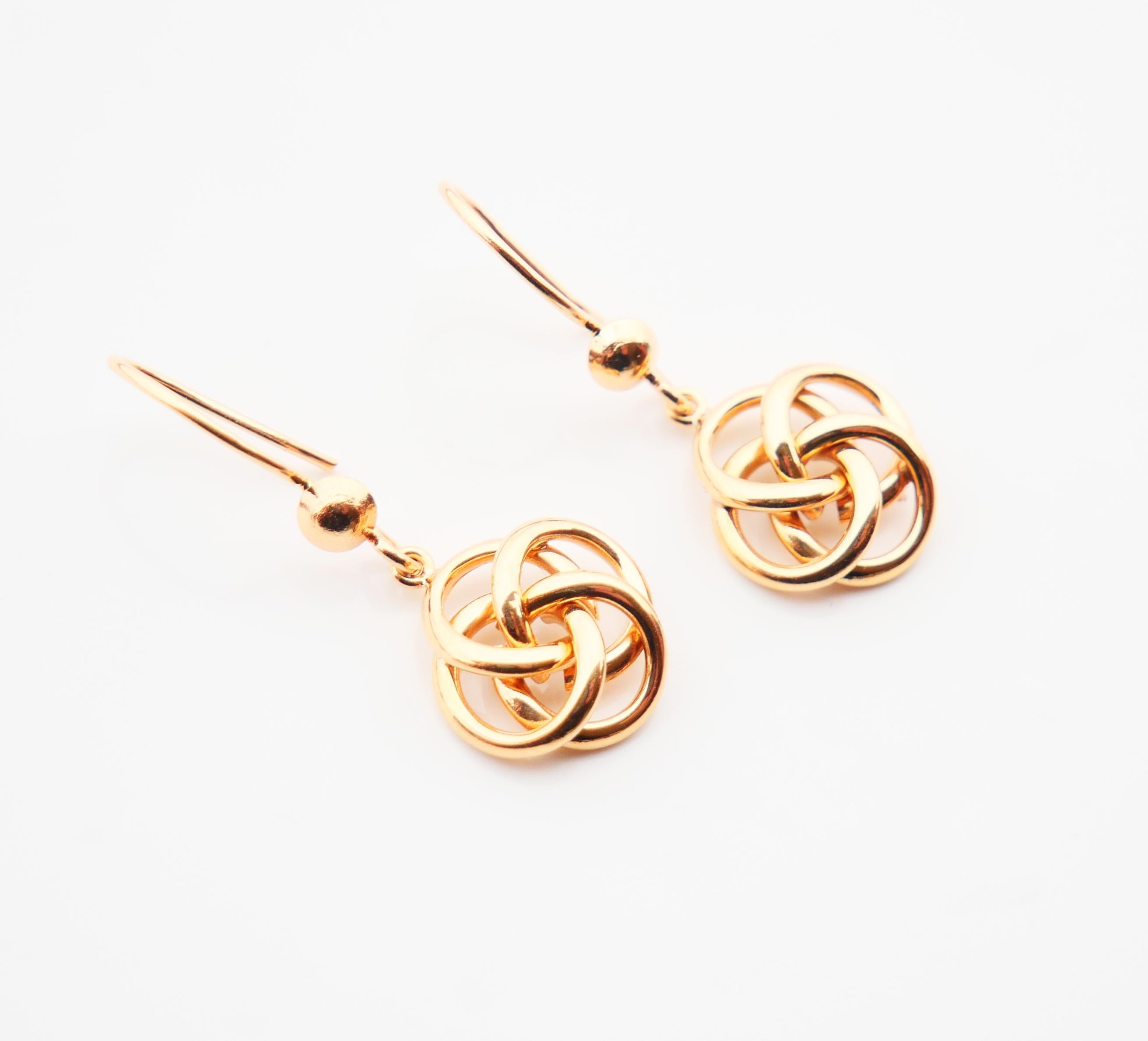 Antique European Earrings Celtic Eternity Knots solid 18K Gold /2.5gr For Sale 1