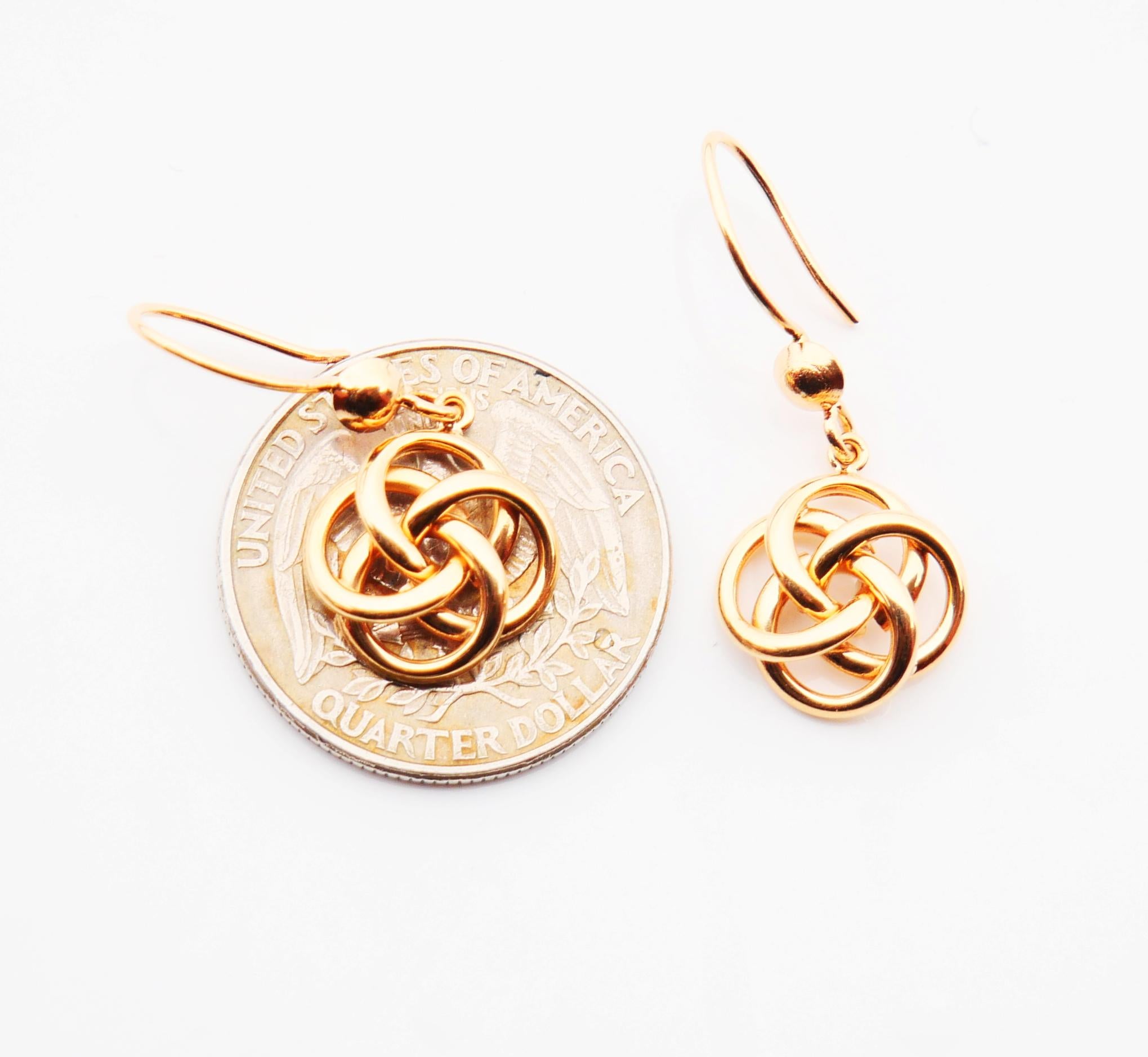 Antique European Earrings Celtic Eternity Knots solid 18K Gold /2.5gr For Sale 3