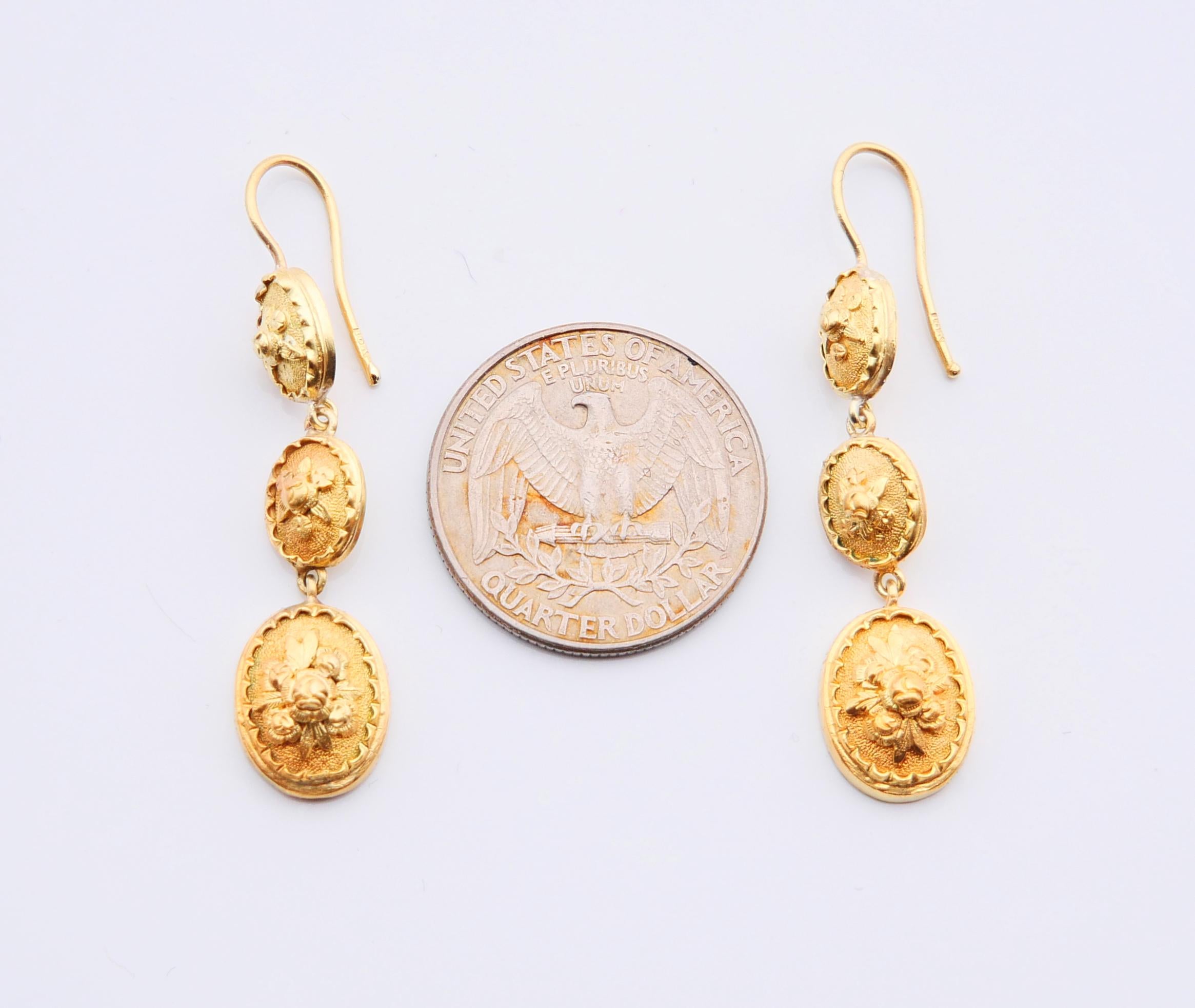 Antike europäische Ohrringe aus massivem 18K Gold /7.2gr (Retro)