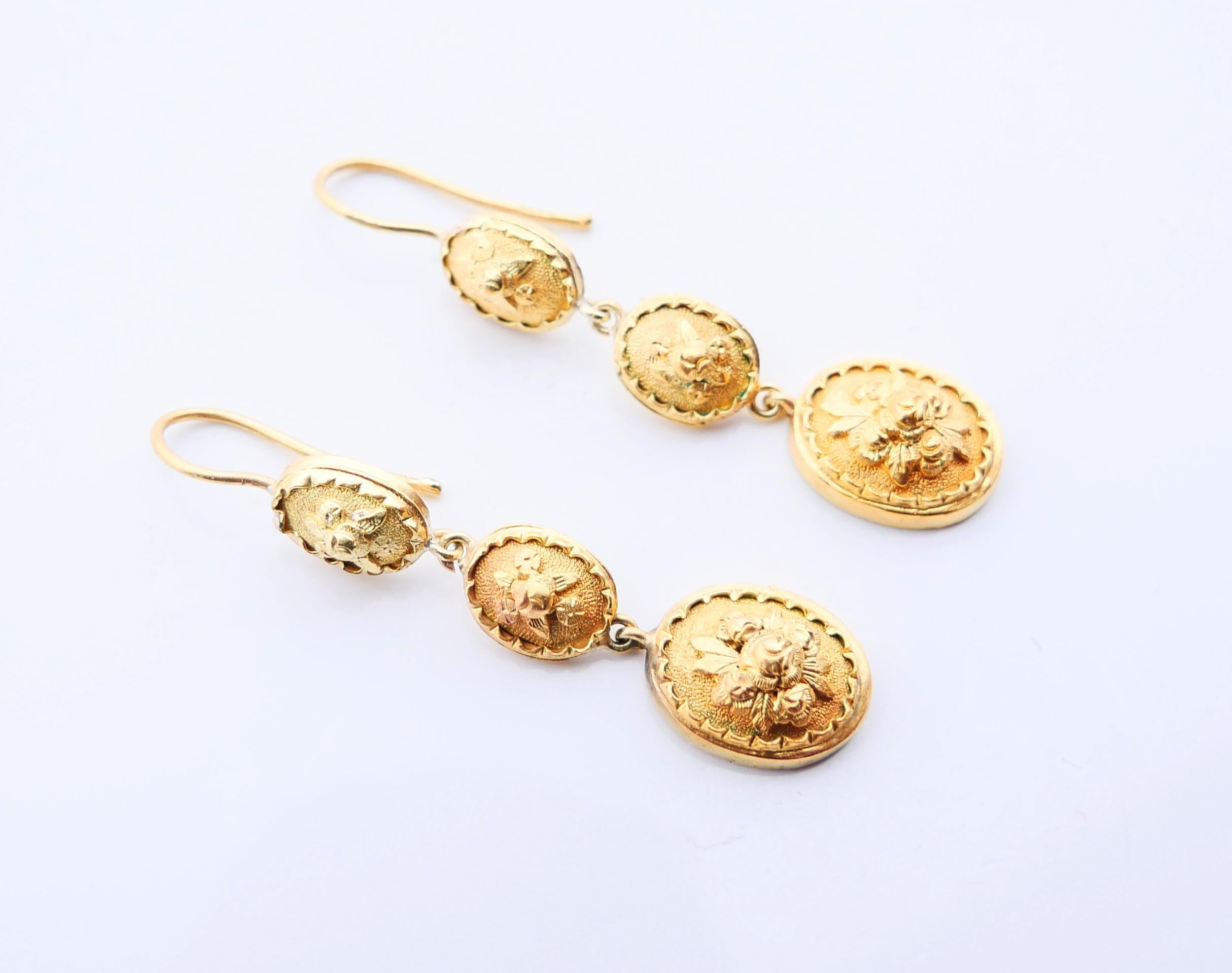Antike europäische Ohrringe aus massivem 18K Gold /7.2gr 2