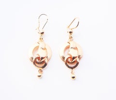 Boucles d'oreilles européennes anciennes en or orange 18 carats massif (2,16 gr)