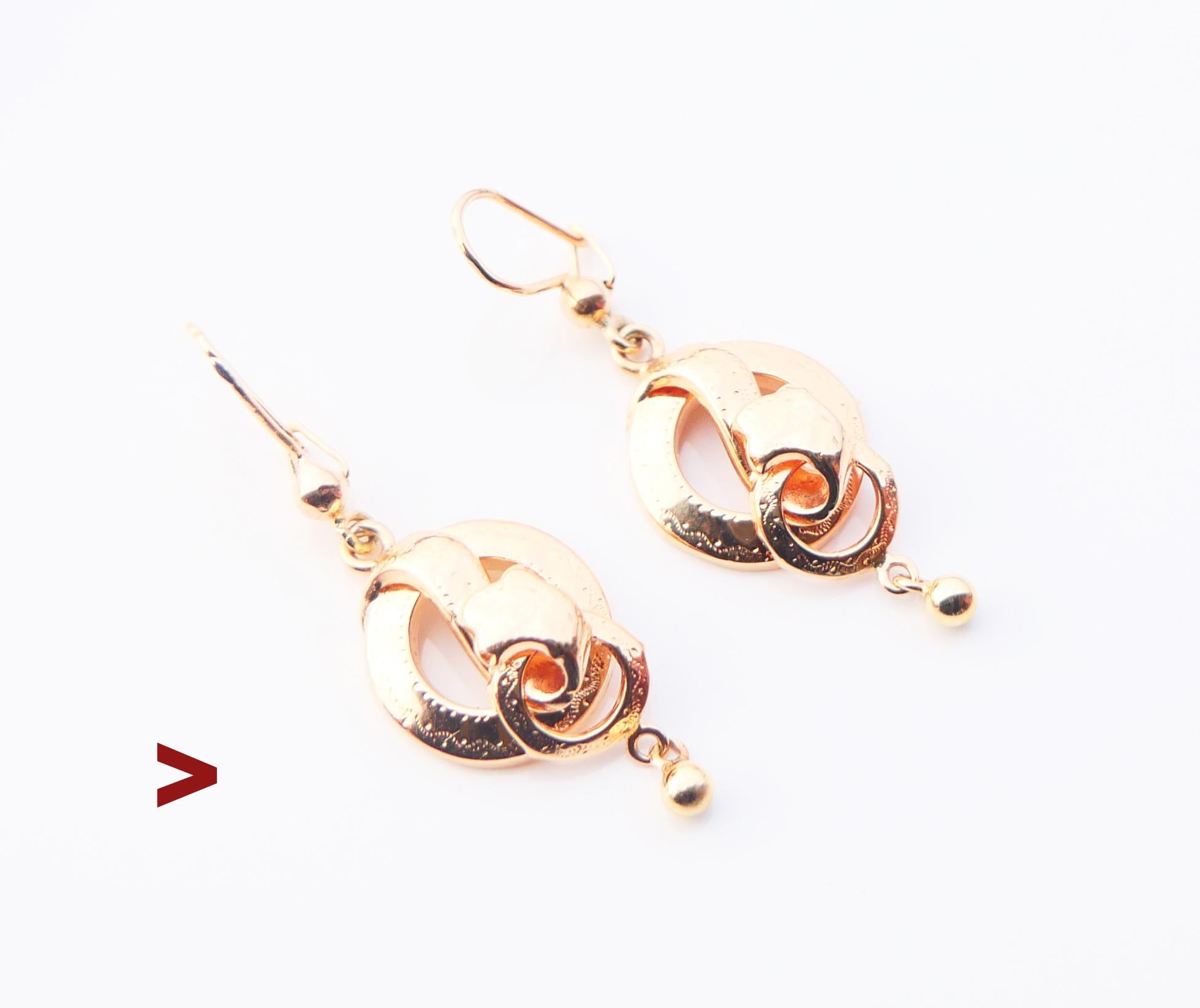 Art Nouveau Antique European Earrings solid 18K Orange Gold /2.16 gr For Sale