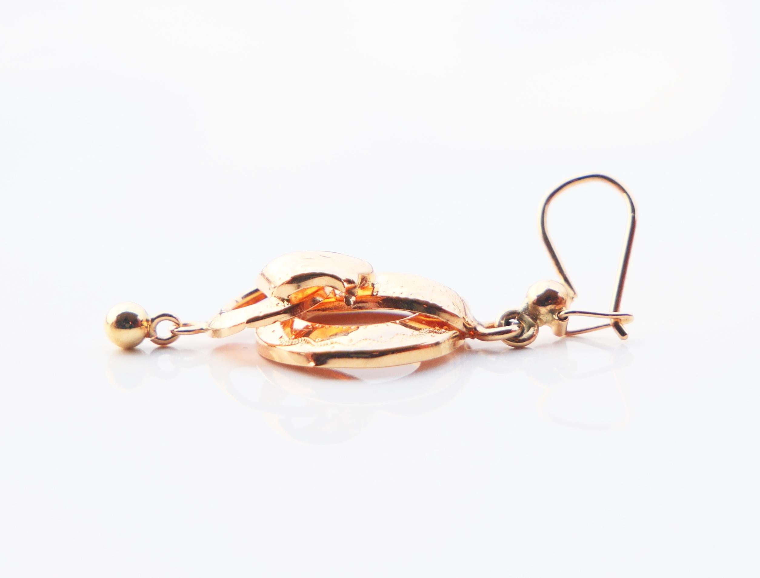 Antique European Earrings solid 18K Orange Gold /2.16 gr For Sale 1