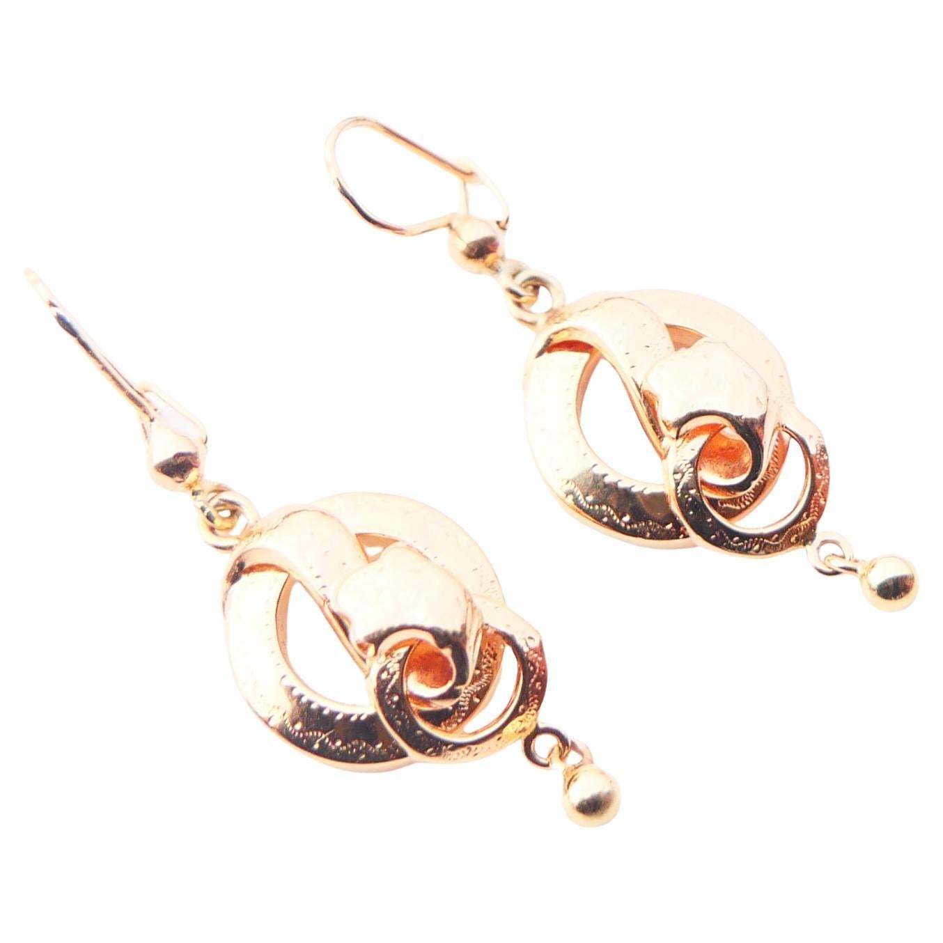 Antique European Earrings solid 18K Orange Gold /2.16 gr