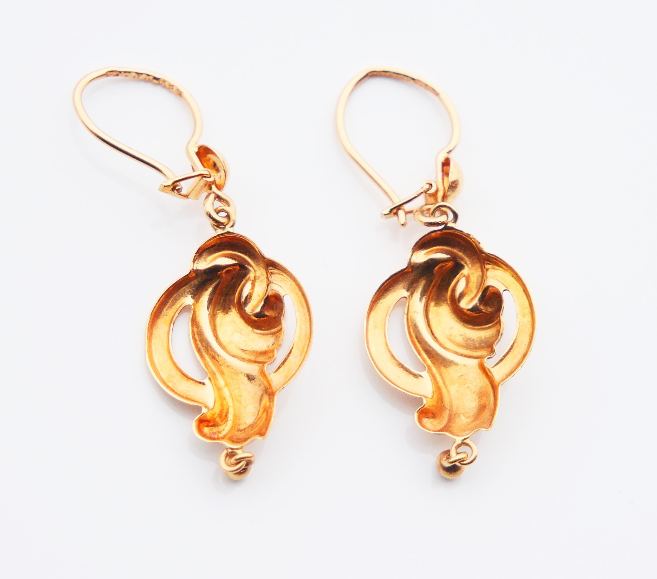 Antique European Earrings solid 18K Orange Gold / 2.4 gr For Sale 6