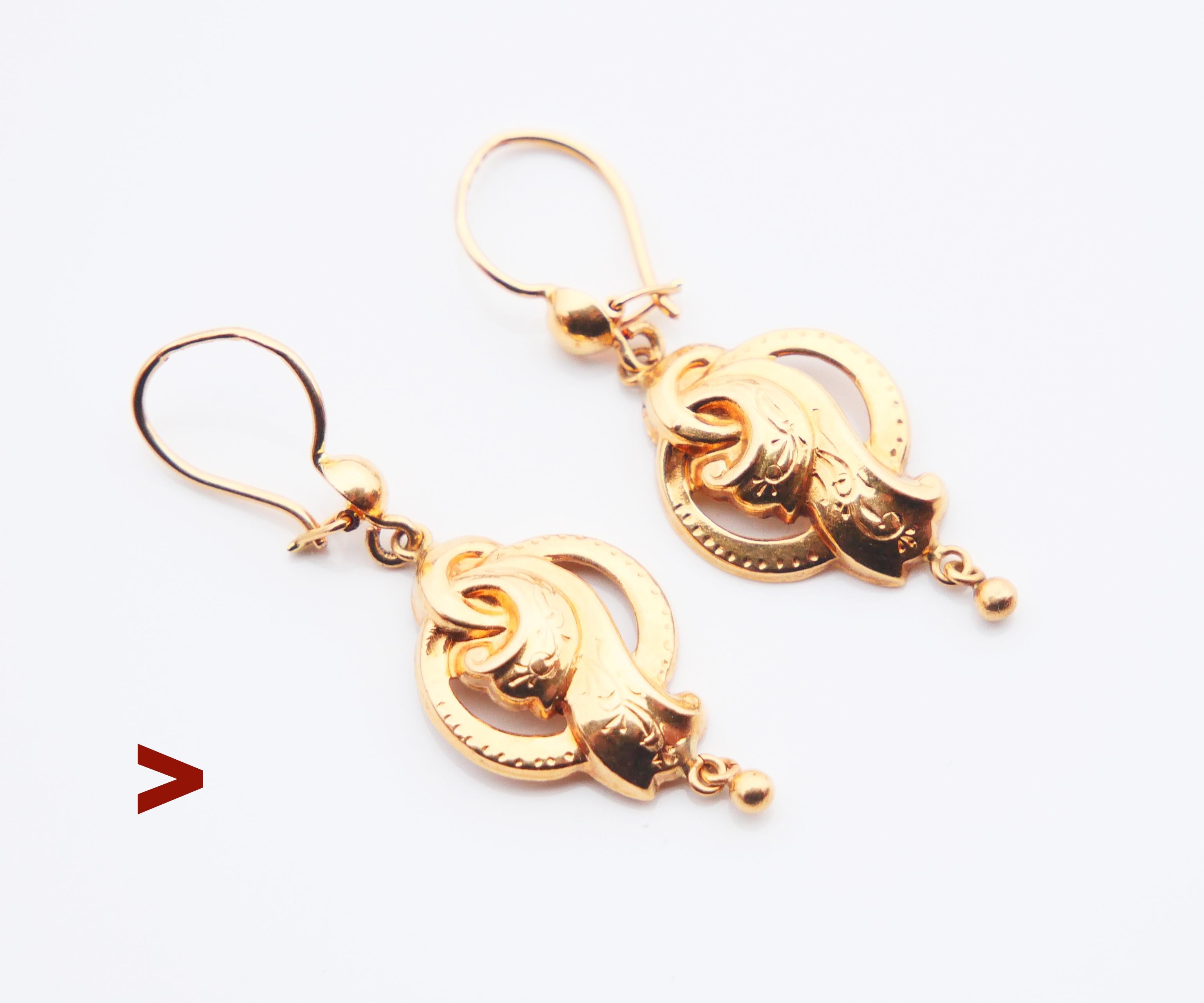 Antique European Earrings solid 18K Orange Gold / 2.4 gr For Sale 4