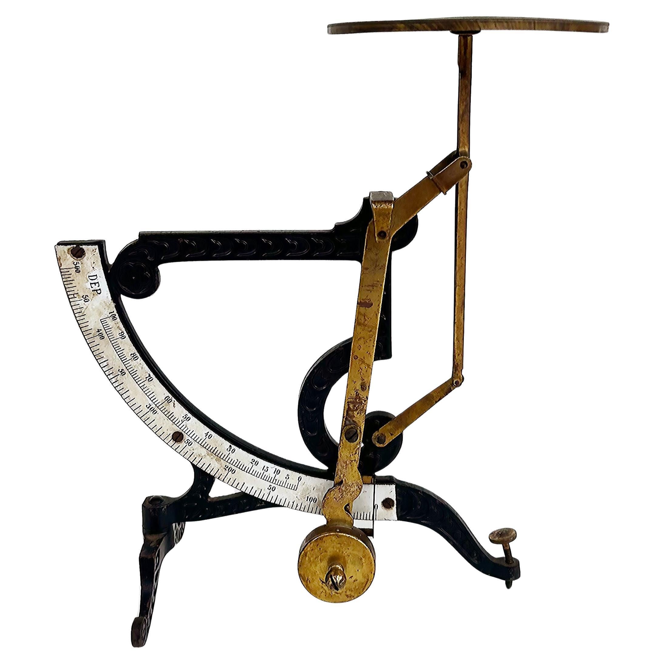 Antique European Enameled Postal Scale with Brass