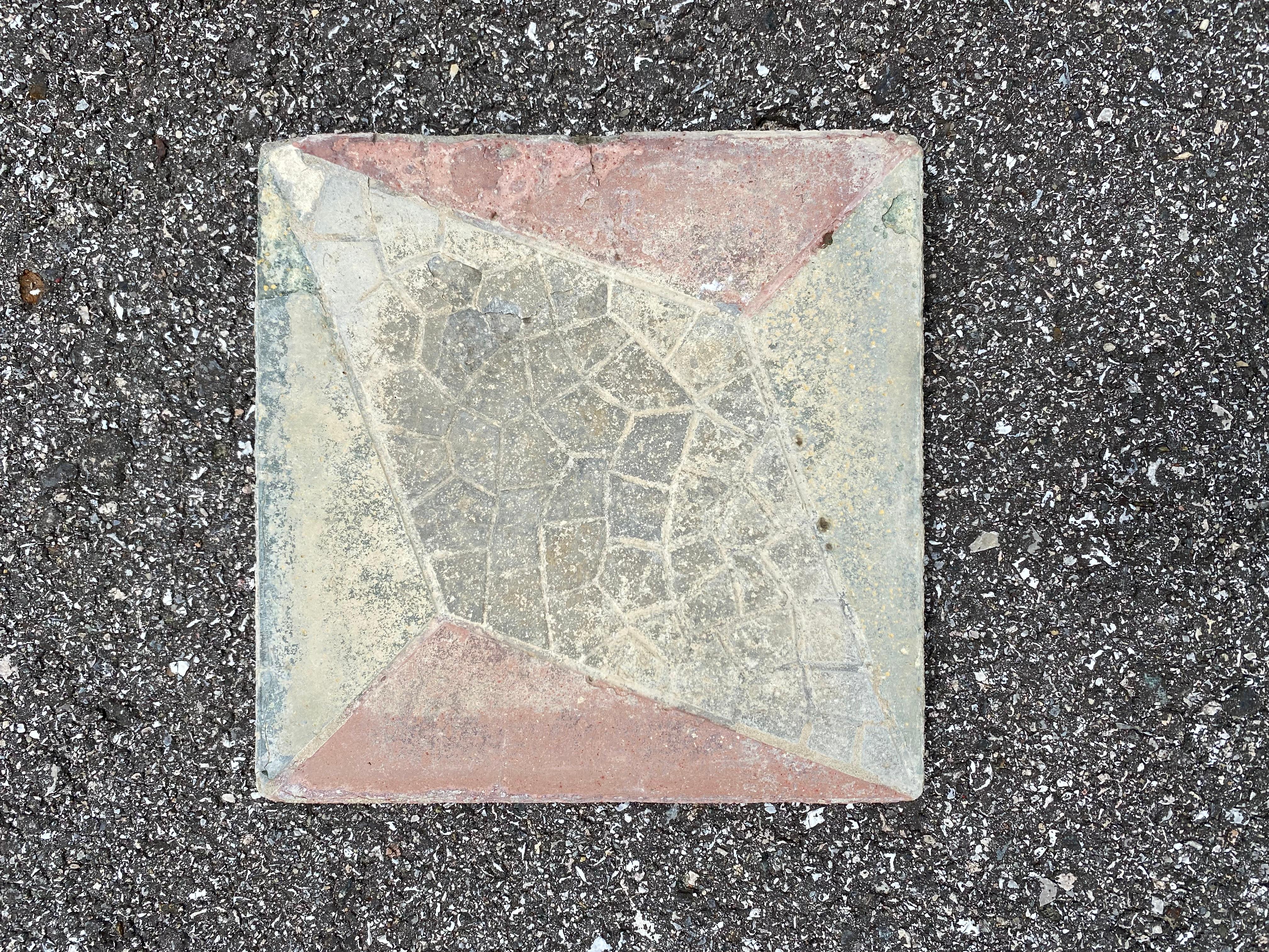 Antique European Encaustic Cement Tiles.  Pre-WWII In Good Condition For Sale In Baltimore, MD