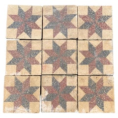 Antique European Encaustic Cement Tiles.  Pre-WWII