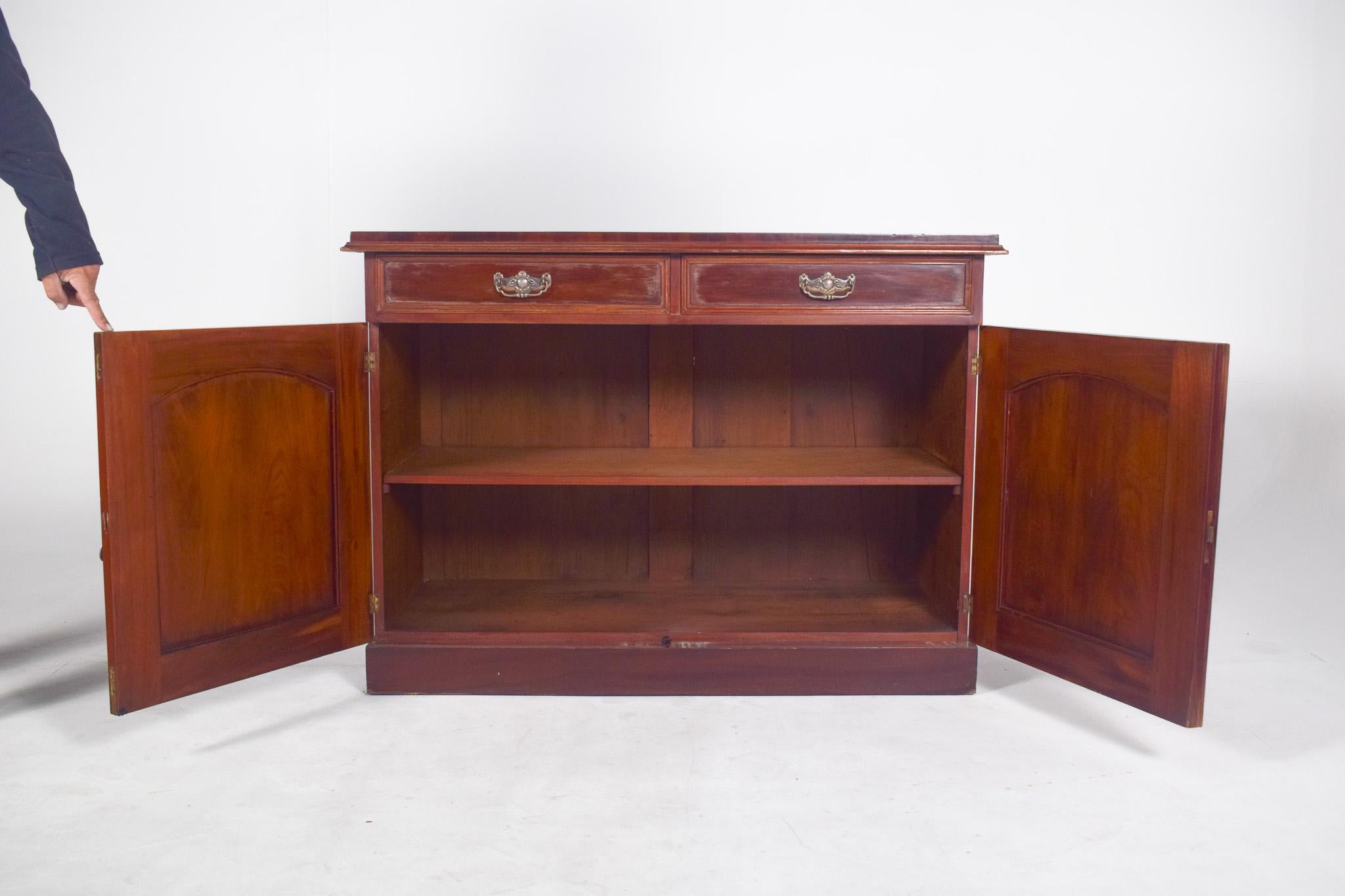 Wood Antique European English-style Tall Sideboard For Sale
