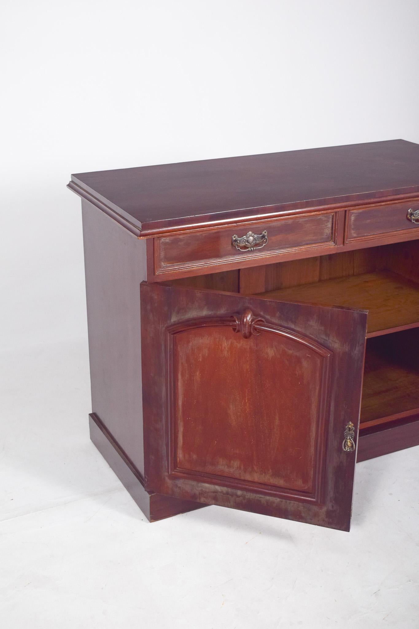 Antique European English-style Tall Sideboard For Sale 1