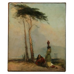 Antique European Figurative Oil on Canvas Resting Sentinel Late 19 C.