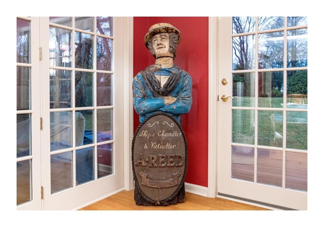 Ancienne enseigne de magasin nautique peinte et sculptée selon les règles de l'art populaire européen en vente 7