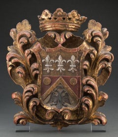 Rare 18th Century European French Armorial Panel Heraldry Coat of Arms Crest