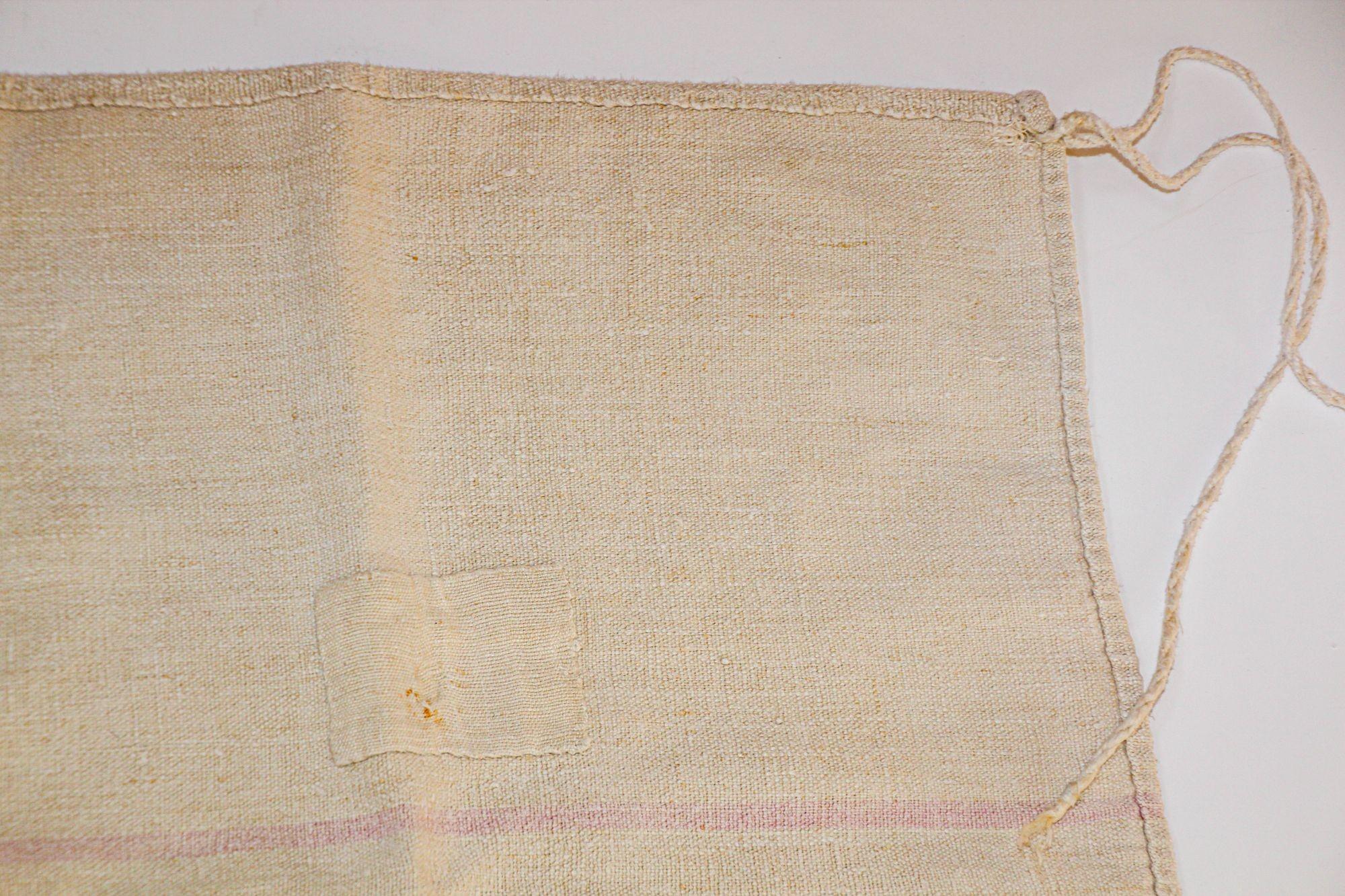 Antique European French Heavy Organic Linen Grain Sack, circa 1930s For Sale 7