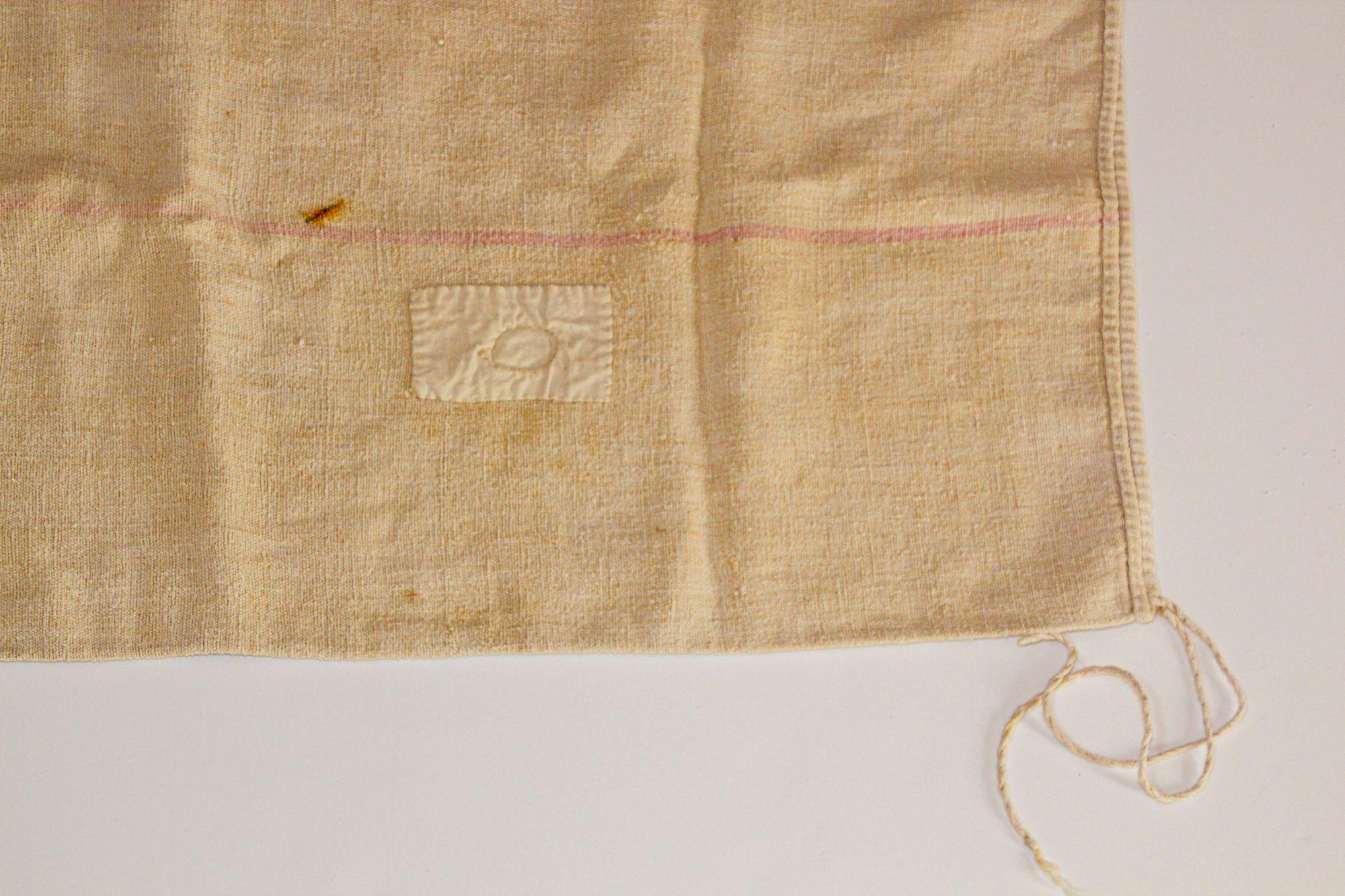 Antique European French Heavy Organic Linen Grain Sack, circa 1930s For Sale 2