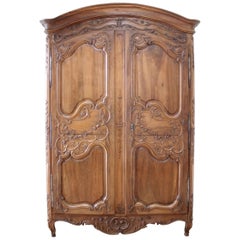 Antique European French Provincial Carved Roses Armoire Cabinet