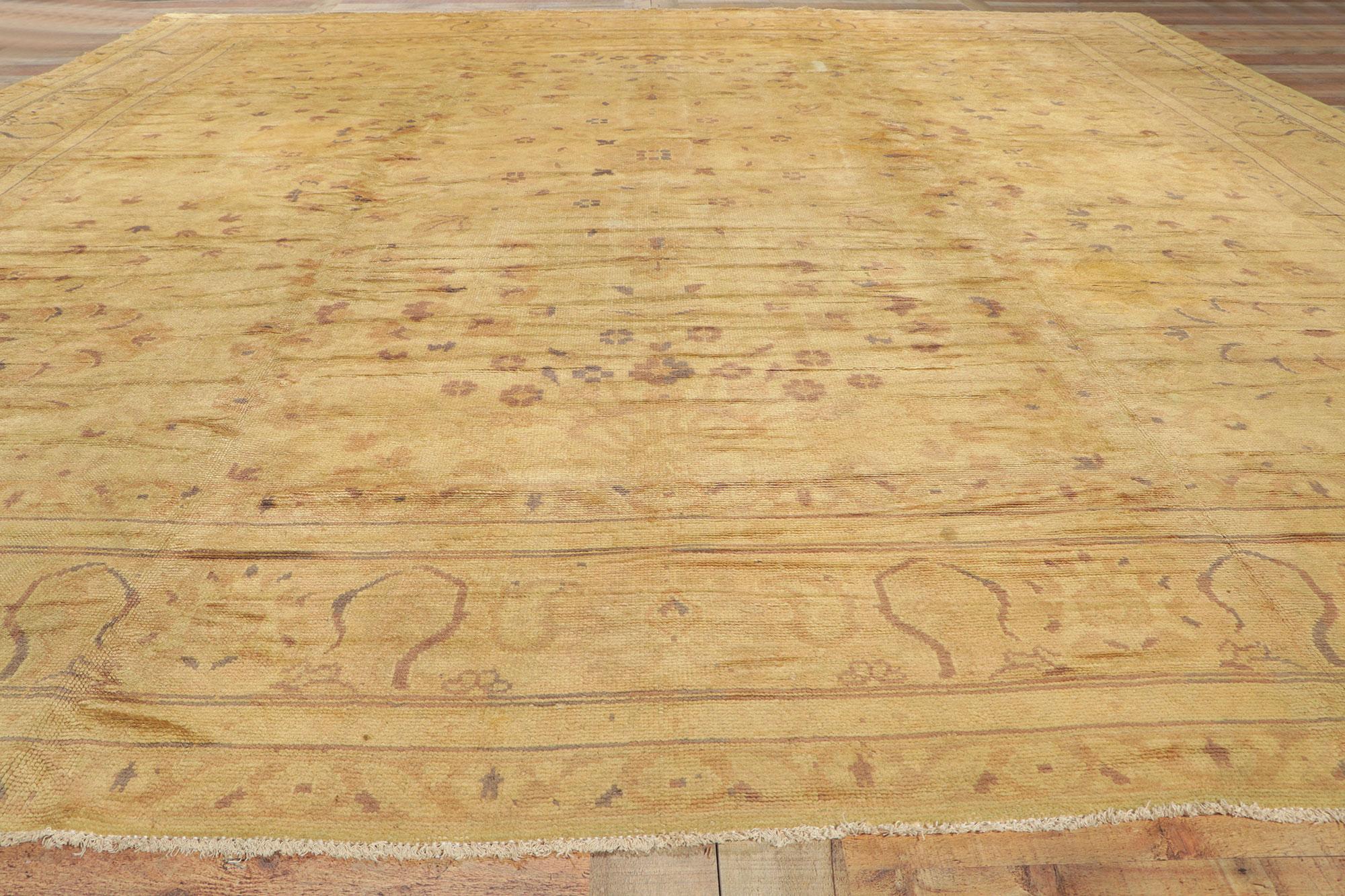 Wool Antique Gold European French Rug For Sale