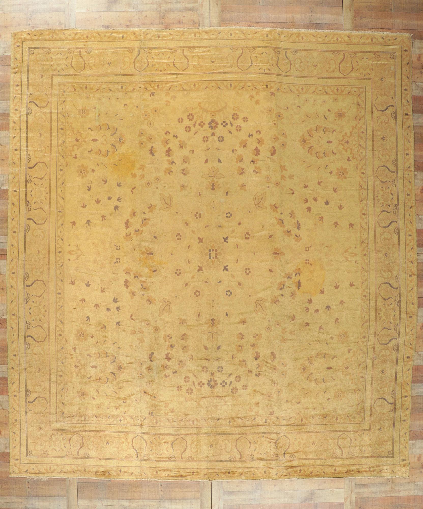 Antique Gold European French Rug For Sale 1