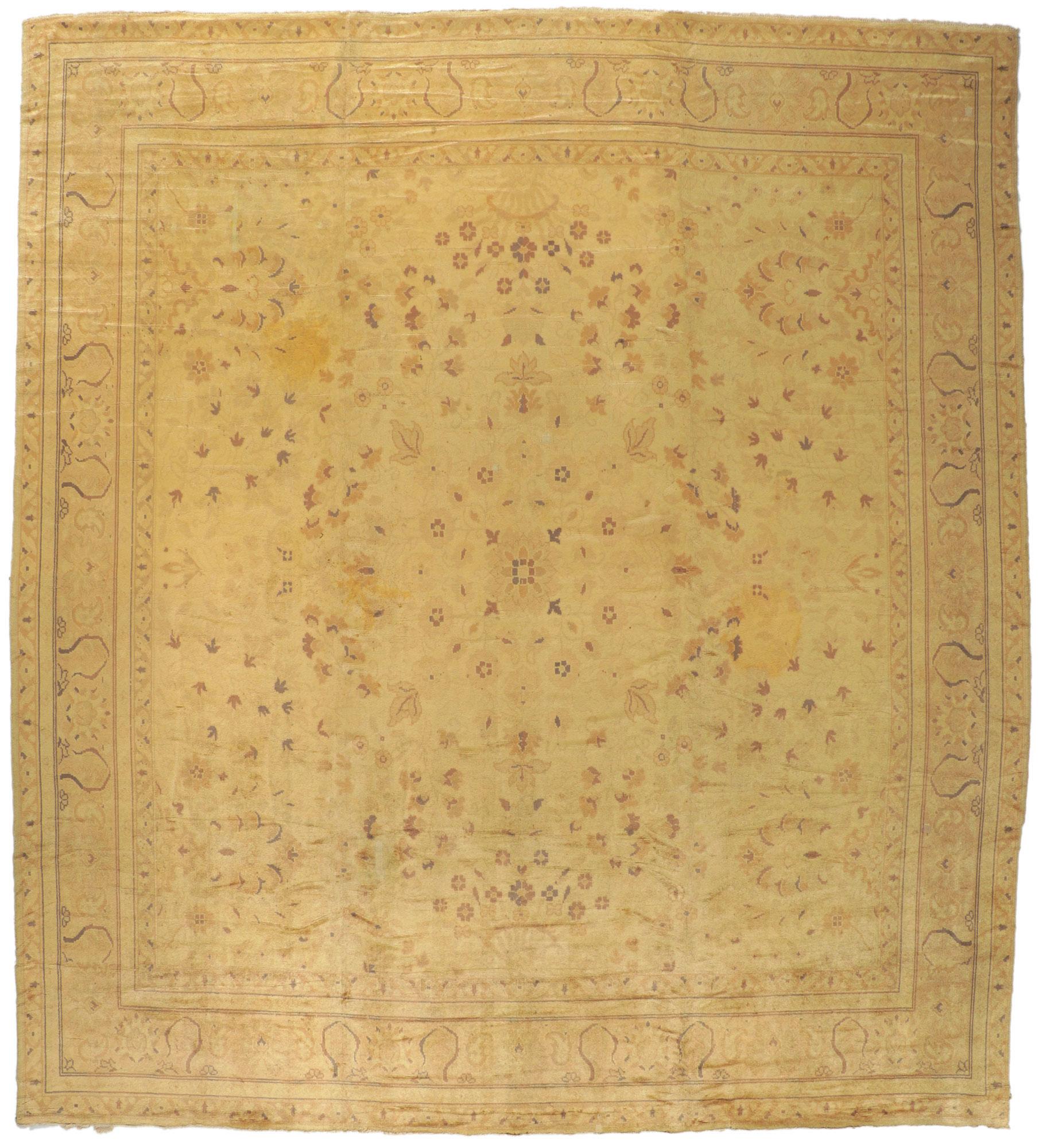 Antique Gold European French Rug For Sale 2