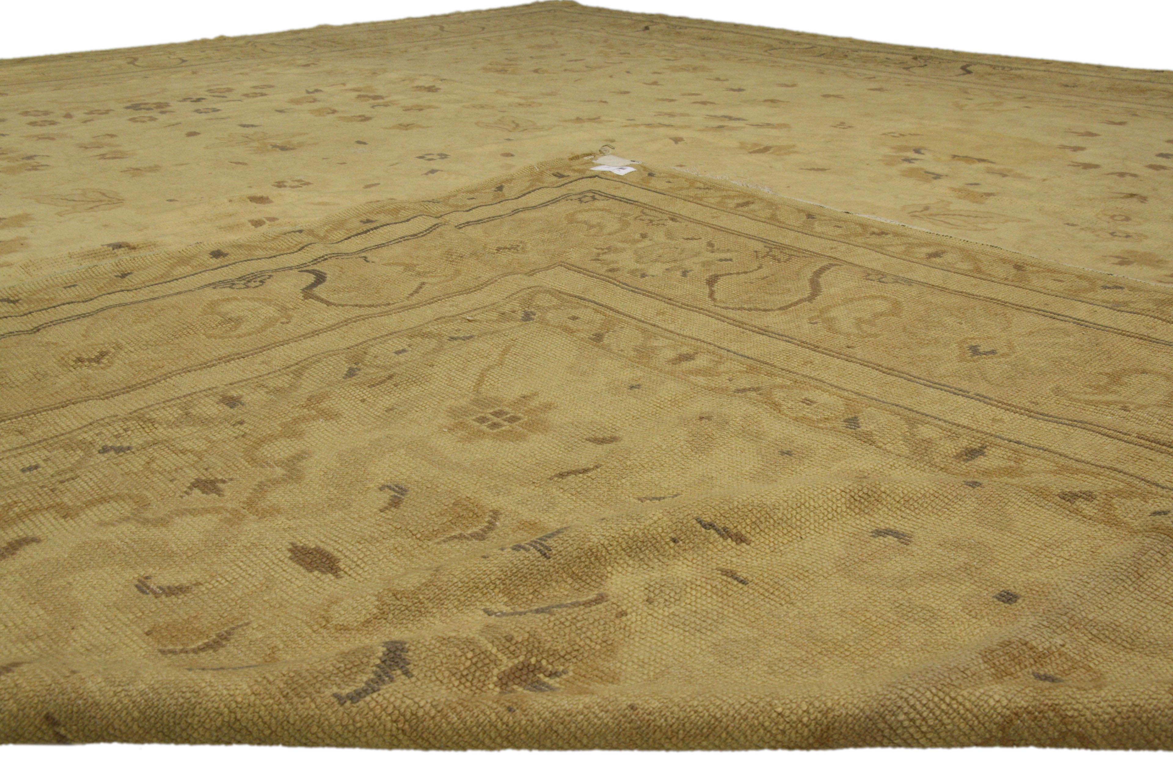 Antique Gold European French Rug In Distressed Condition For Sale In Dallas, TX