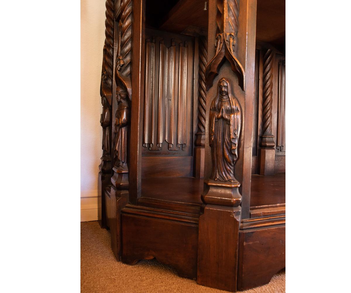 Antique European Gothic Hand Carved Walnut Cabinet 4