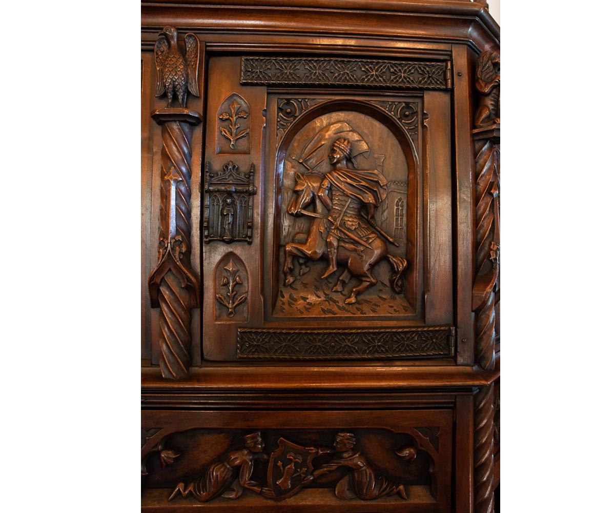 Antique European Gothic Hand Carved Walnut Cabinet 3