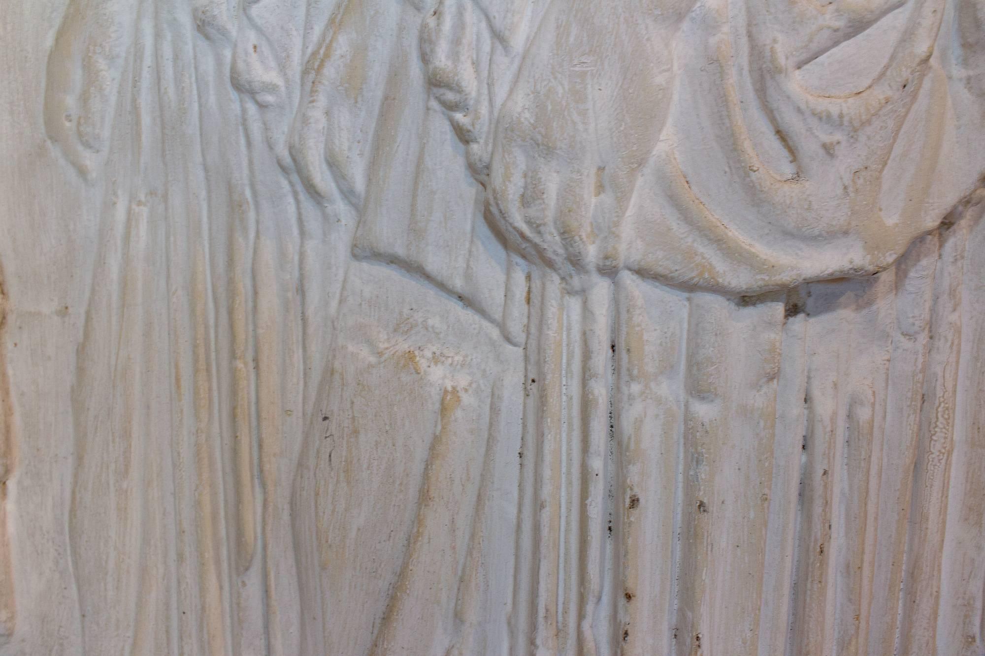 Antique European Greek Art Plaque Relief in Plaster 8