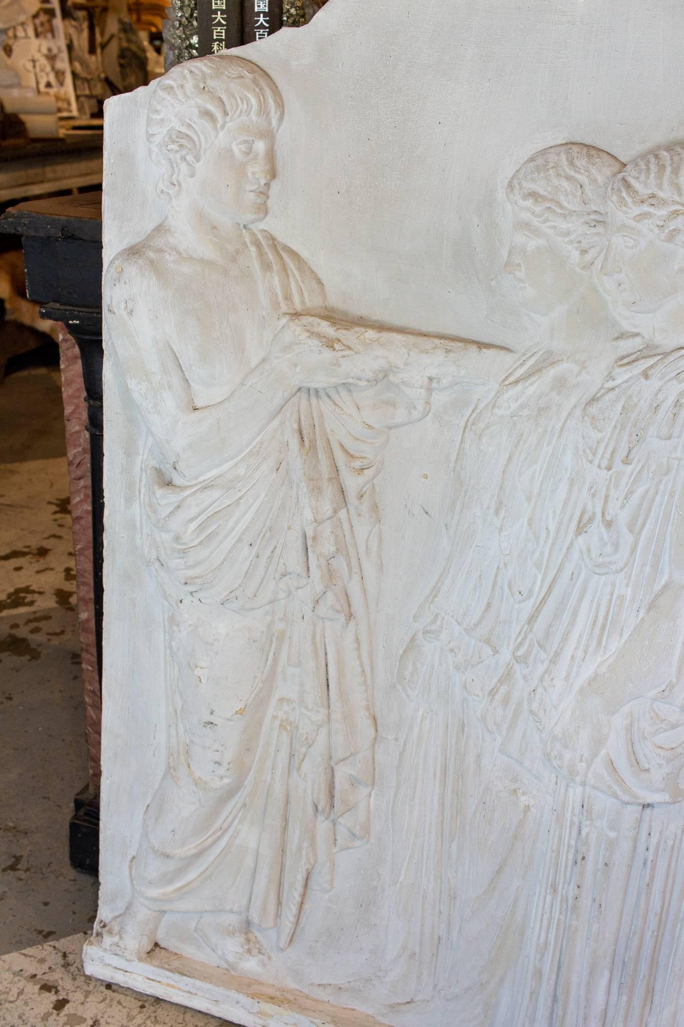 Mid-20th Century Antique European Greek Art Plaque Relief in Plaster