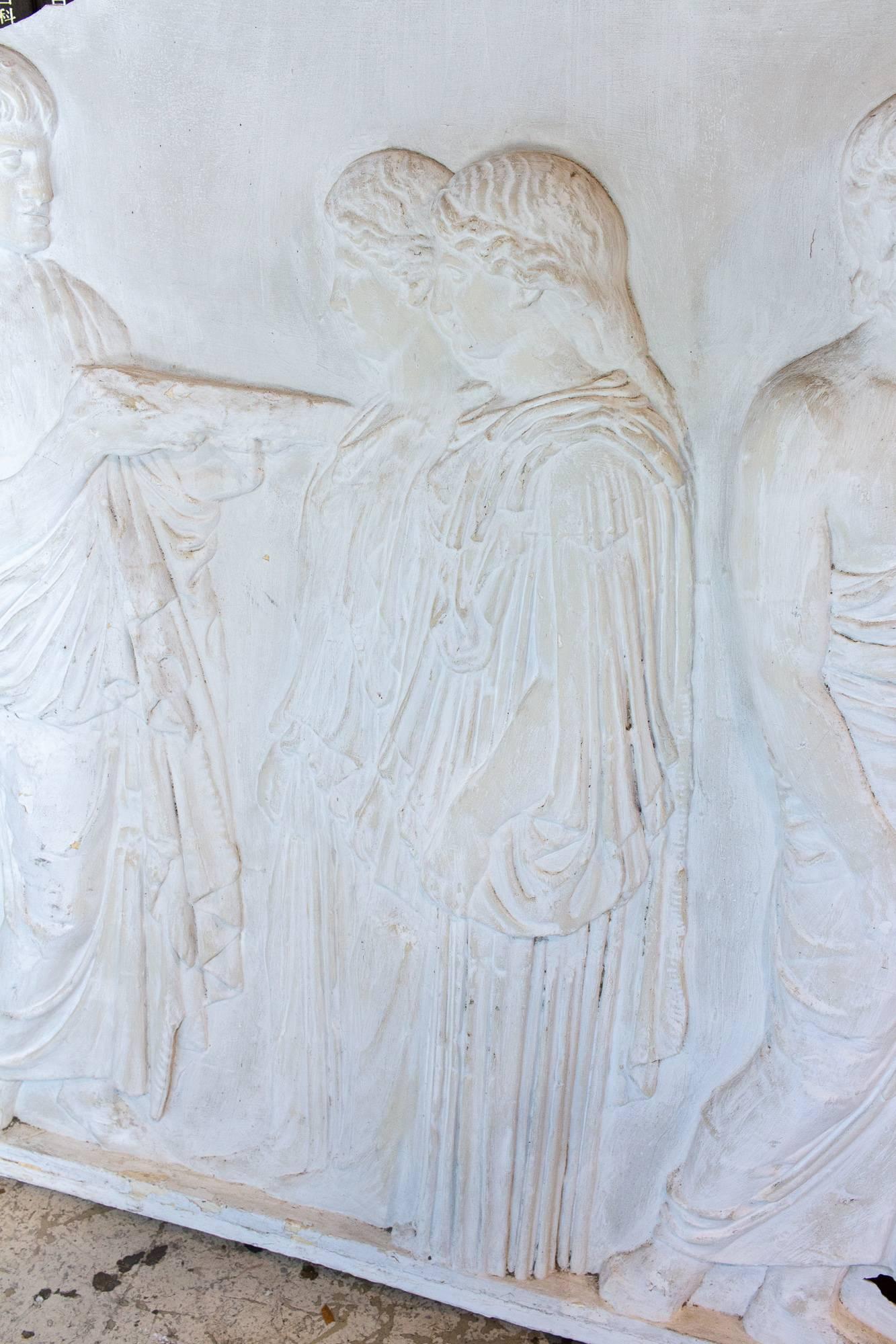 Antique European Greek Art Plaque Relief in Plaster 1