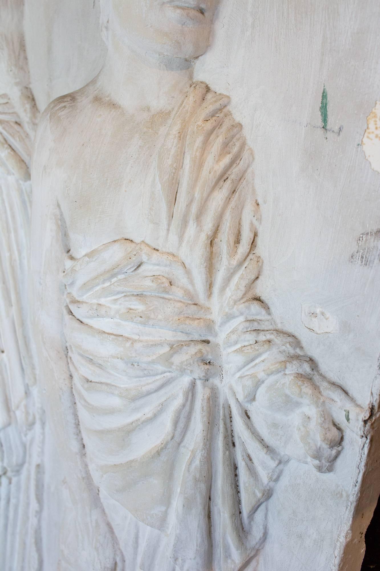 Antique European Greek Art Plaque Relief in Plaster 3