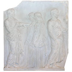 Antique European Greek Art Plaque Relief in Plaster
